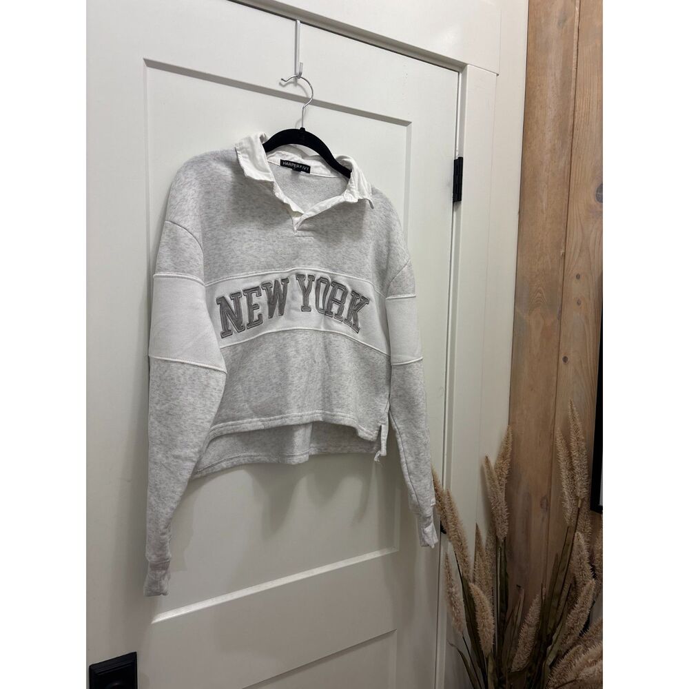 Harper + Ivy New York Cropped Polo Sweatshirt